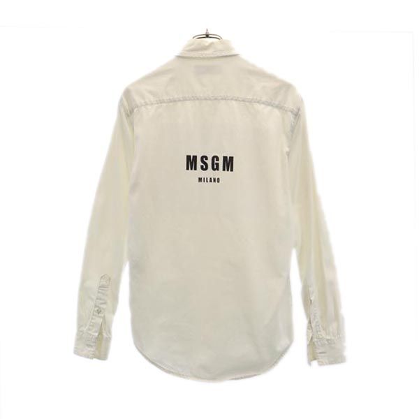 MSGM エムエスジーエム イタリア製 バック プリント 長袖 シャツ 38 ブルー系 メンズ