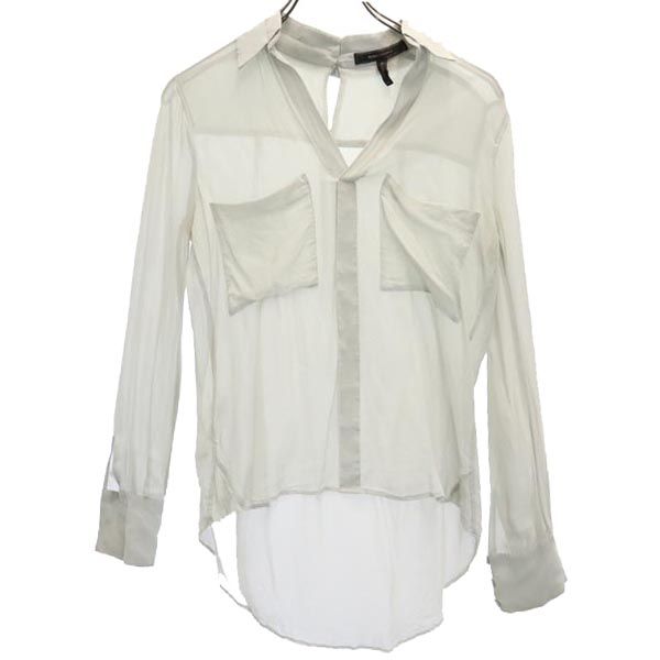 BCBGMAXAZRIA ビーシービージーマックスアズリア シルク 長袖 シャツ XXS グレー系 シースルー レディース
