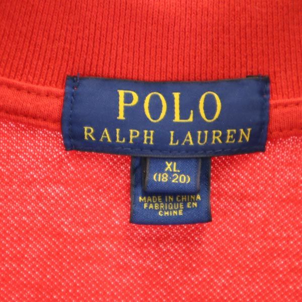 ポロラルフローレン ビッグポニー 半袖 ポロシャツ XL（18-20） 赤系 POLO RALPH LAUREN 鹿の子 キッズ