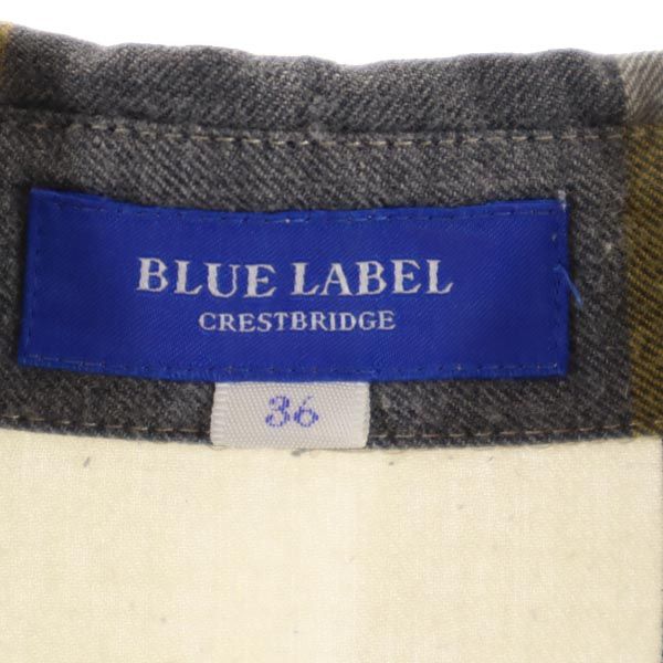BLUE LABEL CRESTBRIDGE ブルーレーベルクレストブリッジ 三陽商会 チェック柄 長袖 シャツ 36 黄×紺×白 レディース