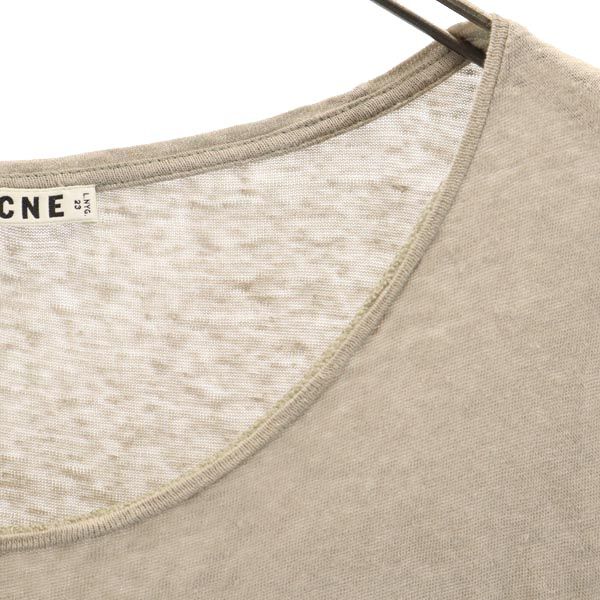 ACNE アクネ リネン 半袖 Tシャツ XS ブラウン系 レディース