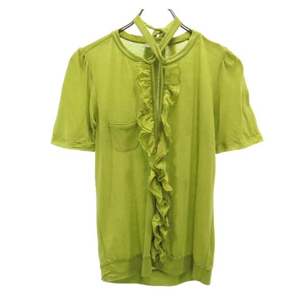 KENZO ケンゾー ウールブレンド フリルデザイン 半袖 フリルデザイン カットソー S グリーン系 シャツ レディース