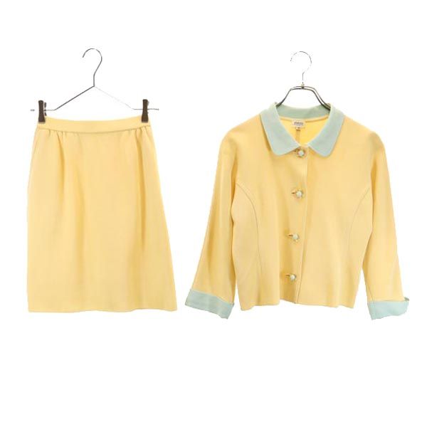 FOXEY フォクシー 日本製 スカートスーツ 上下 セットアップ 40 イエロー系 レディース