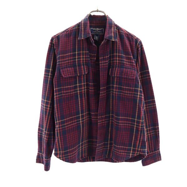 POLO SPORT RALPH LAUREN ポロスポーツ ラルフローレン 長袖 チェックシャツ M ネイビー×赤系 レディース