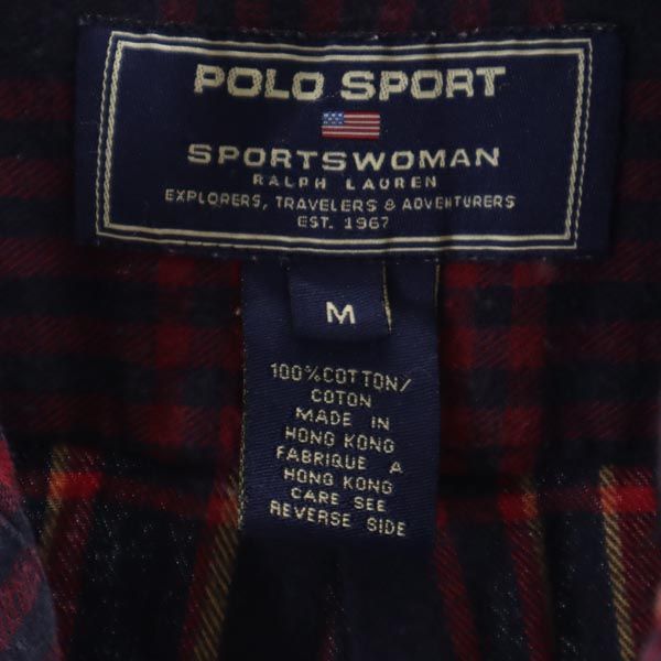 POLO SPORT RALPH LAUREN ポロスポーツ ラルフローレン 長袖 チェックシャツ M ネイビー×赤系 レディース