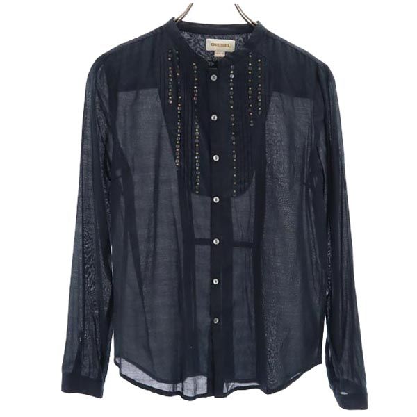 DIESEL ディーゼル スパンコールデザイン 長袖 ブラウス XS 黒 シャツ レディース
