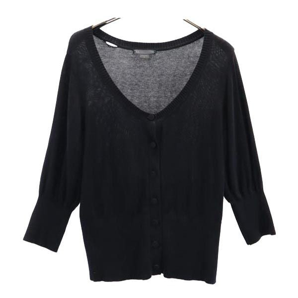 ARMANI EXCHANGE アルマーニエクスチェンジ シルクブレンド 7分袖 ニット カーディガン S 黒 レディース