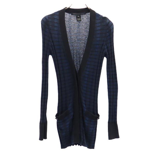 MARC BY MARC JACOBS マークバイマークジェイコブス ボーダー柄 長袖 ニット カーディガン XS ネイビー×黒 レディース