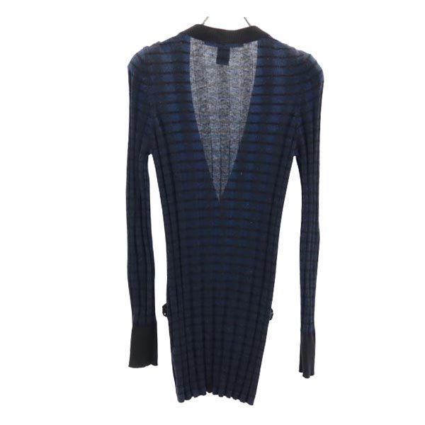 MARC BY MARC JACOBS マークバイマークジェイコブス ボーダー柄 長袖 ニット カーディガン XS ネイビー×黒 レディース