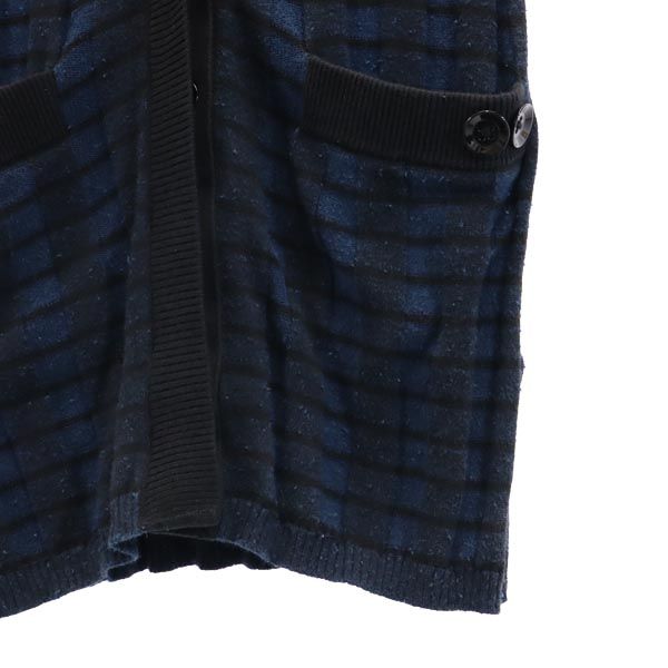 MARC BY MARC JACOBS マークバイマークジェイコブス ボーダー柄 長袖 ニット カーディガン XS ネイビー×黒 レディース