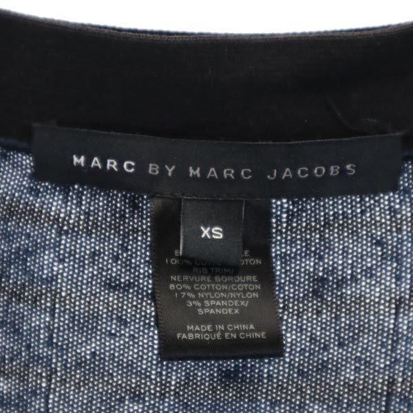 MARC BY MARC JACOBS マークバイマークジェイコブス ボーダー柄 長袖 ニット カーディガン XS ネイビー×黒 レディース