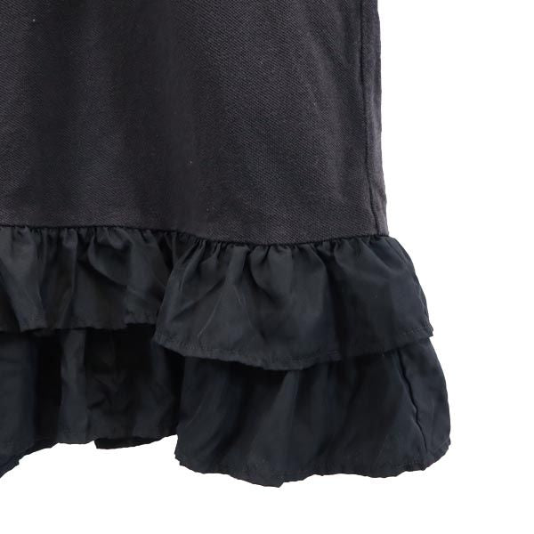 RALPH LAUREN ラルフローレン 長袖 フリル ワンピース XL(16) グレー×ブラック 鹿の子 ハーフボタン キッズ