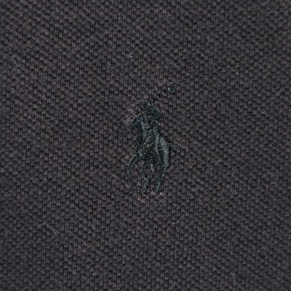 ラルフローレン 長袖 フリル ワンピース XL(16) グレー×ブラック RALPH LAUREN 鹿の子 ハーフボタン キッズ