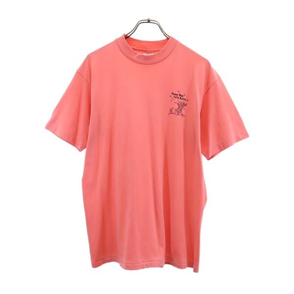 Hanes ヘインズ 80s 90s USA製 ヴィンテージ プリント 半袖 Tシャツ L ピンク系 メンズ