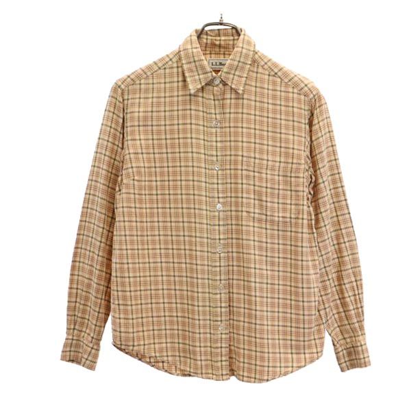 L.L.Bean エルエルビーン アウトドア チェック 長袖 シャツ XS ベージュ系 メンズ