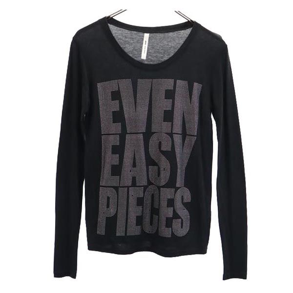 glamb グラム ラインストーン ロゴ 長袖 ラインストーン Tシャツ ブラック ロンT レディース