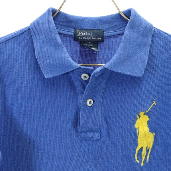 ポロバイラルフローレン ビッグポニー 長袖 ポロシャツ 7 ブルー Polo by Ralph Lauren キッズ