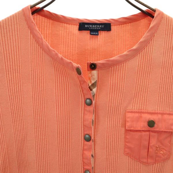 バーバリー 三陽商会 半袖 ヘンリーネック Tシャツ 160A オレンジ系 BURBERRY キッズ