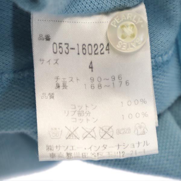 PEARLY GATES パーリーゲイツ ゴルフ 半袖 ポロシャツ 4 ブルー系 鹿の子 メンズ