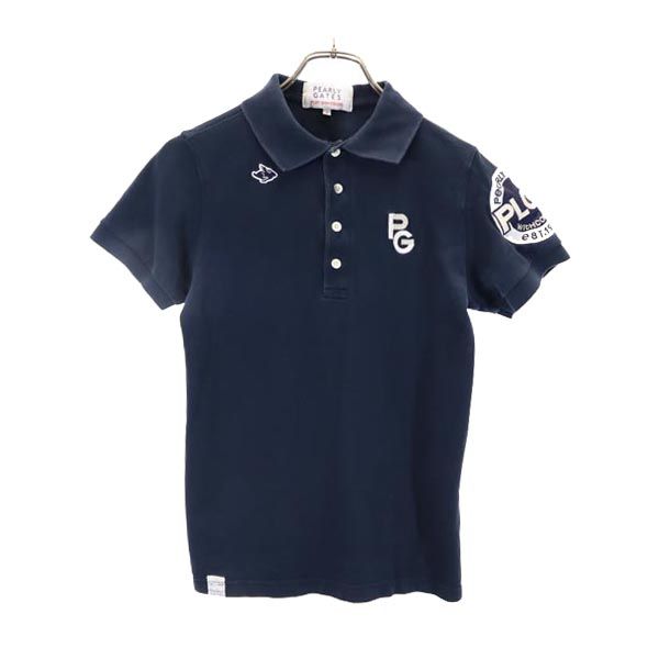 PEARLY GATES パーリーゲイツ 日本製 ゴルフ 半袖 ポロシャツ 3 ネイビー系 鹿の子 レディース
