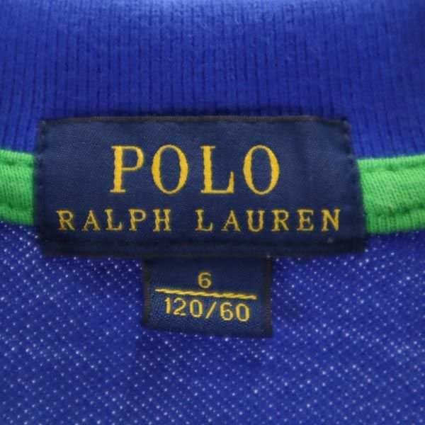 ポロラルフローレン ビッグポニー 長袖 ポロシャツ 6（120/60） ブルー系 POLO RALPH LAUREN 鹿の子 キッズ