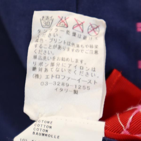 エトロ イタリア製 半袖 Tシャツ 44 紺系 ETRO サイドデザイン レディース