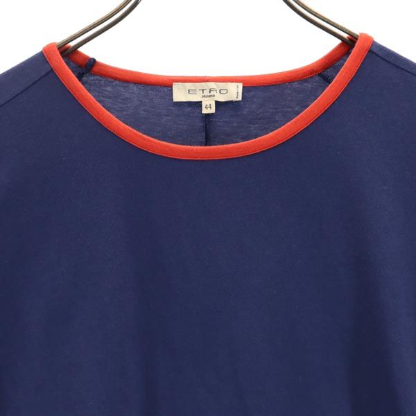 エトロ イタリア製 半袖 Tシャツ 44 紺系 ETRO サイドデザイン レディース