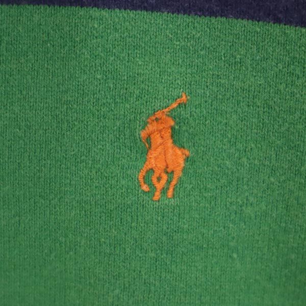 Polo by Ralph Lauren ポロバイラルフローレン ボーダー 長袖 ポロシャツ 7 ネイビー×オレンジ×グリーン ラガーシャツ キッズ