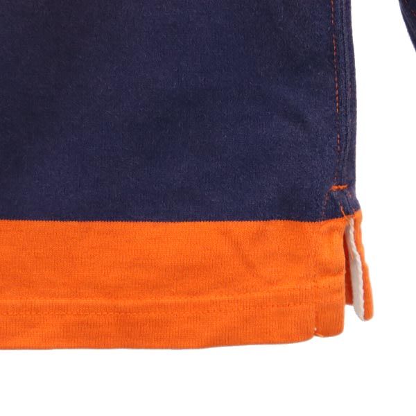 Polo by Ralph Lauren ポロバイラルフローレン ボーダー 長袖 ポロシャツ 7 ネイビー×オレンジ×グリーン ラガーシャツ キッズ