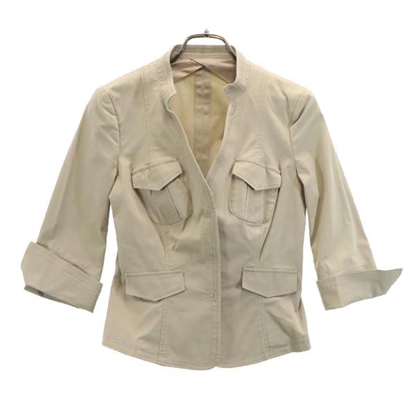 AEFFE アエッフェ イタリア製 7分袖 テーラードジャケット I 40 ベージュ レディース