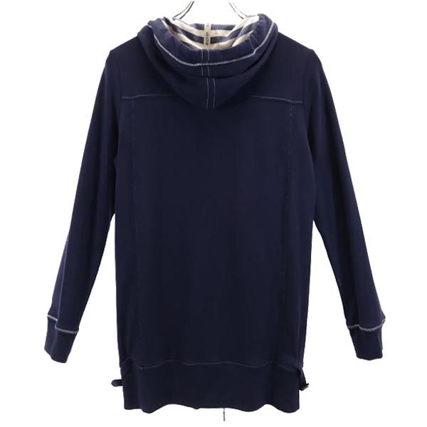 BALMAIN バルマン 日本製 ボーダー 長袖 スウェット ジップパーカー 9 ネイビー レディース