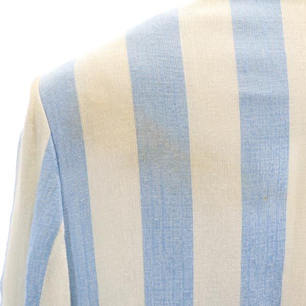 YVES SAINT LAURENT イヴサンローラン 日本製 ストライプ柄 テーラードジャケット 38 ブルー×ホワイト レディース