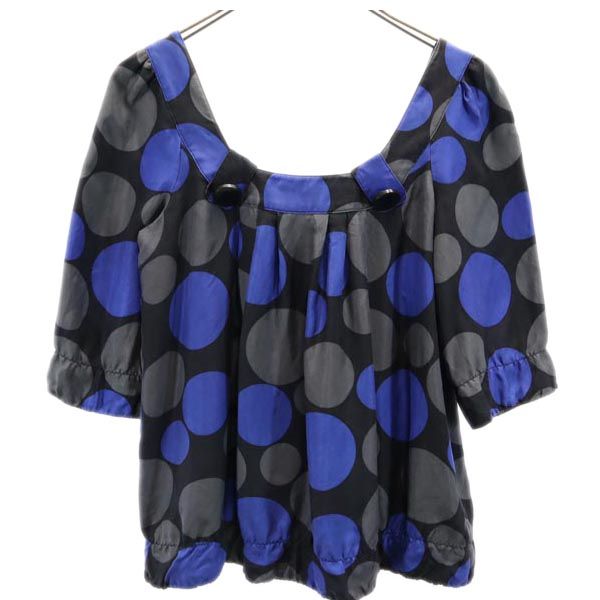 JILLSTUART ジルスチュアート シルク 総柄 半袖 カットソー S ブラック系 レディース