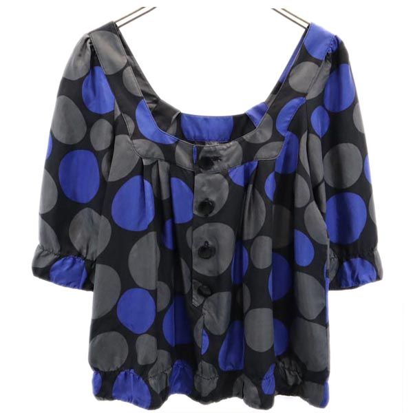 JILLSTUART ジルスチュアート シルク 総柄 半袖 カットソー S ブラック系 レディース