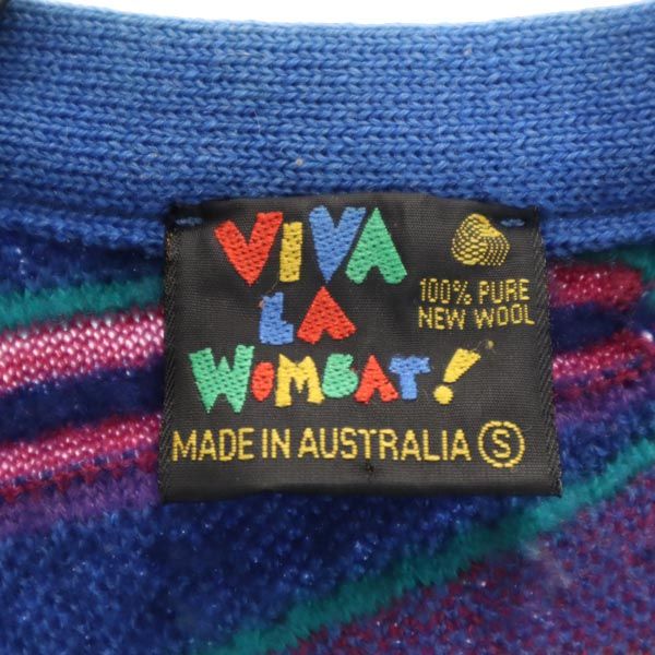 VIVALAWOMBAT ウール 総柄 ニットベスト S ブルー系 メンズ