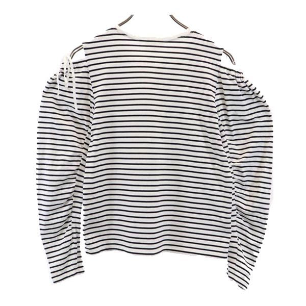 LANVIN en Bleu ランバンオンブルー ボーダー 長袖 オープンショルダー カットソー 38 ホワイト系 レディース