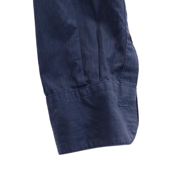 BURBERRY BLACK LABEL バーバリーブラックレーベル 三陽商会 ストライプ 長袖 ボタンダウンシャツ 40 ネイビー系 メンズ