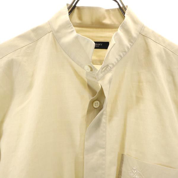 バーバリー 日本製 長袖 バンドカラーシャツ ベージュ系 BURBERRY メンズ
