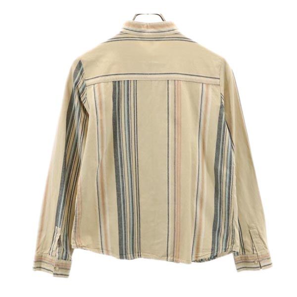 dolly angela ドリーアンジェラ ストライプ 長袖 バンドカラーシャツ L ベージュ系 レディース