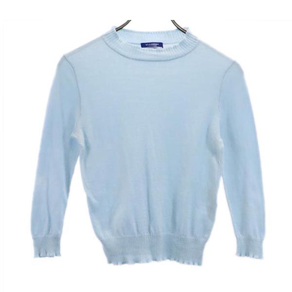 BURBERRY BLUE LABEL バーバリーブルーレーベル 三陽商会 アンゴラブレンド 7分袖 セーター M ライトブルー ニット レディース