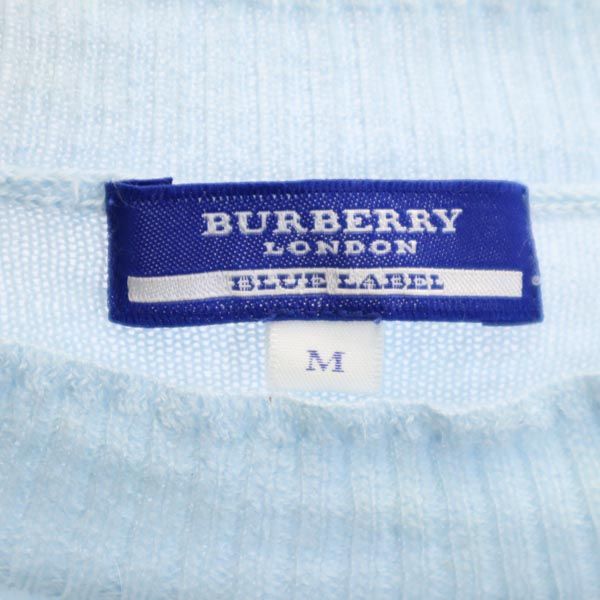 BURBERRY BLUE LABEL バーバリーブルーレーベル 三陽商会 アンゴラブレンド 7分袖 セーター M ライトブルー ニット レディース