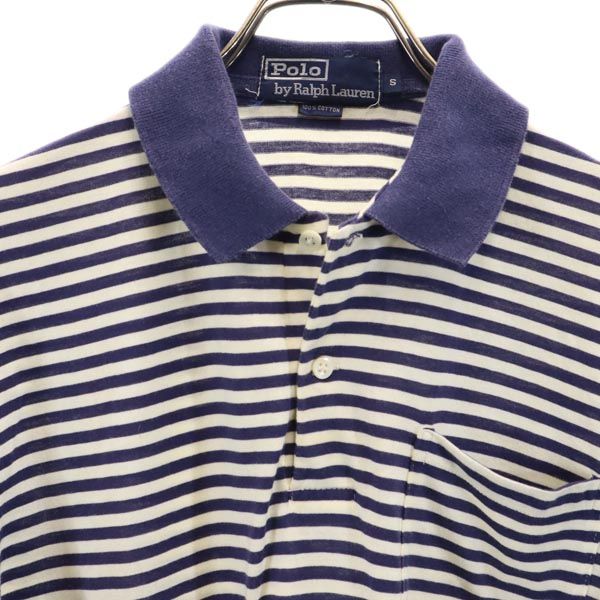 Polo by Ralph Lauren ポロバイラルフローレン ボーダー柄 半袖 ポロシャツ S ネイビー×白 メンズ