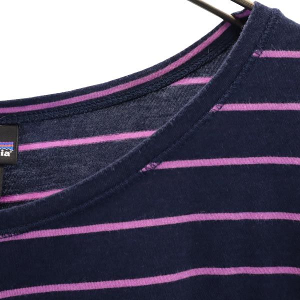 patagonia パタゴニア アウトドア ボーダー 7分袖 Tシャツ M ネイビー系 ロンT レディース