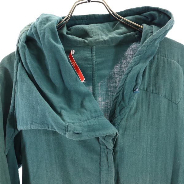 レー コットンガーゼ ジャケット M グリーン Leh フード レディース