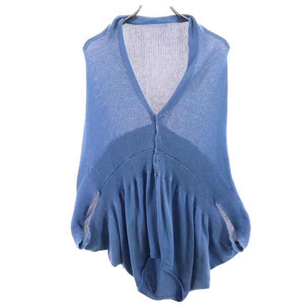 スナオクワハラ 長袖 コットンニット カーディガン M ブルー sunaokuwahara レディース