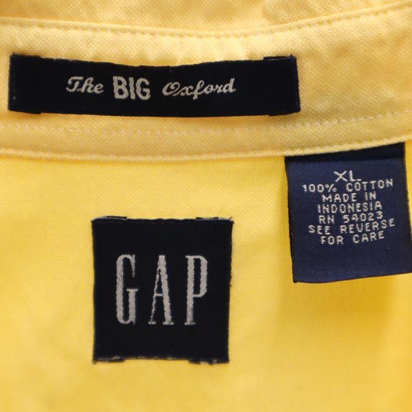 GAP ギャップ 長袖 ボタンダウンシャツ XL イエロー系 メンズ