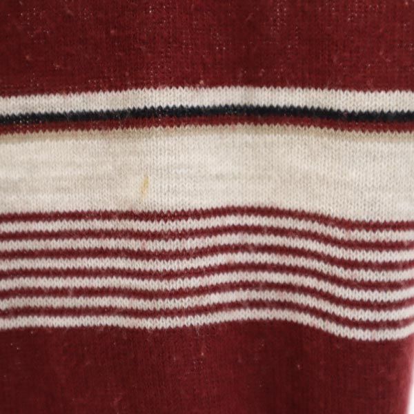 CLASSIC DIRECTIONS クラシックディレクションズ 80s ヴィンテージ ボーダー柄 長袖 ニット ポロシャツ L 赤系 メンズ