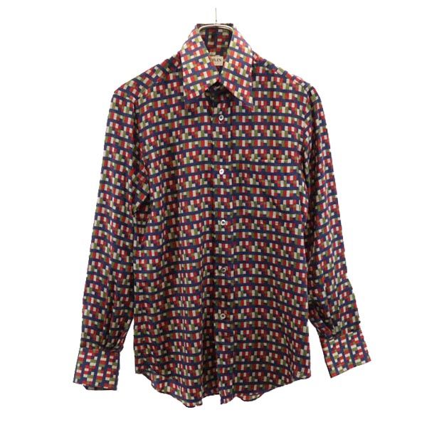 LANVIN ランバン シルクブレンド 総柄 長袖 シャツ 37 メンズ