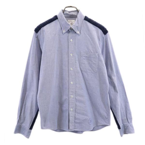 uniform experiment ユニフォームエクスペリメント 日本製 ニット切替 長袖 ニット切替 ボタンダウンシャツ 2 ブルー系 メンズ