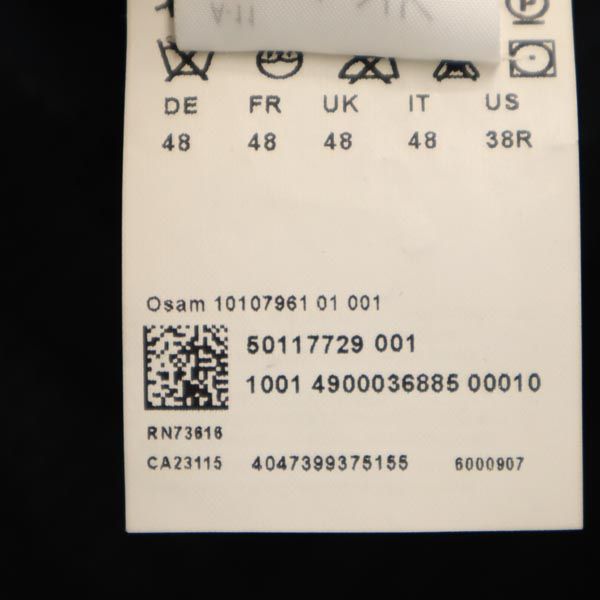 BOSS HUGO BOSS ボスヒューゴボス ナイロン切替 テーラードジャケット 48 ブラック 裏メッシュ メンズ